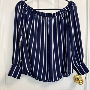 Forever 21 Navy and White Striped Blouse